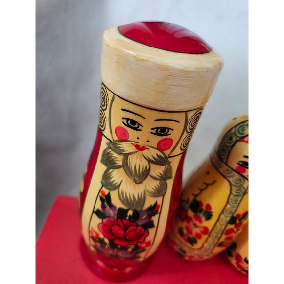 Vintage Lot 5 Russian Nesting Dolls Man Beard Unique Shaped Floral - Picture 12 of 13